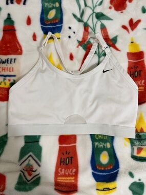 Like New Nike White Adjustable-Strap Sports Bra Size Large